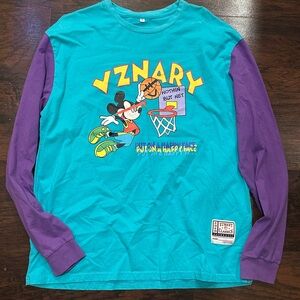 Men's Long Sleeve Shirt - Teal and Purple Mickey Vznary Colab